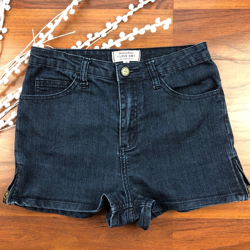 I Love H81 premium denim dark wash shorts. Size 26